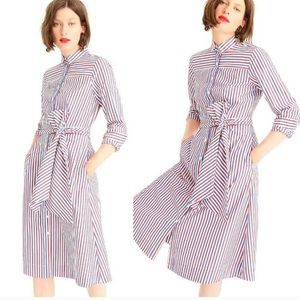J. Crew Tie Waist Striped Shirt Dress NWT